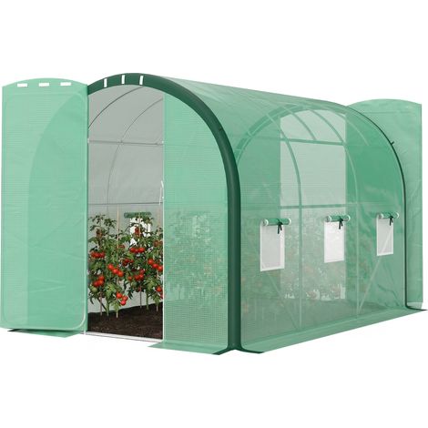3 x 2 m Polytunnel Greenhouse, with Windows Doors - Green (1/5)