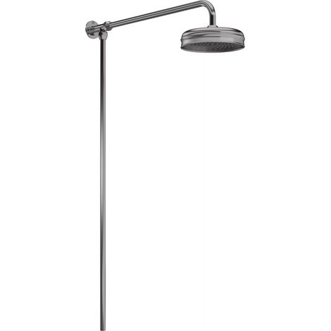 Hudson Reed Traditional Shower Riser Kit with Apron Fixed Shower Head - Brushed Pewter