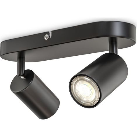 B.K.Licht I spot plafond I plafonnier dinterieur 2 spots pivotants & orientables I GU10 I noir-mat I livré sans ampoules