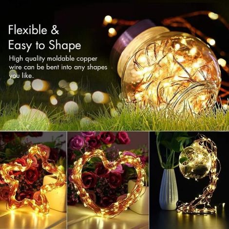 Lot de 2 Guirlande Lumineuse 50 LED 5M 8 Modes Alimenté Par USB Fairy Lights Ip65 Pour LExtérieur Et LIntérieur fairy lights (1/4)