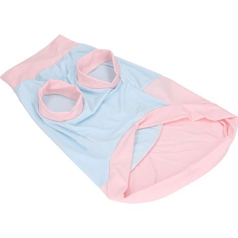 Sonnenschutz-Tanktop für Hunde, Sommerkleidung, weich, atmungsaktiv, modisches Welpen-Tanktop, ärmelloses T-Shirt, blau und rosa, Größe M (1/5)