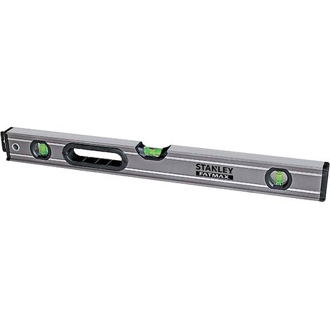Stanley – Niveau à bulle tubulaire 90 cm – Aluminium léger renforcé – Précision +/- 0,5 mm/m – Fioles haute visibilité – Zones de renforcement