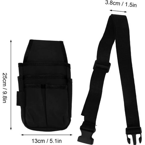 Ceinture porte-outils multifonction en pochette banane, organiseur d'accessoires d'électricien pour bricolage, Composition : 25 × 13 cm, Couleur : noir (1/5)