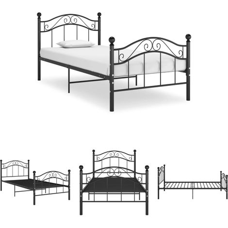 The Living Store Bett Schwarz Metall 100x200 cm - Betten & Bettgestelle (1/5)