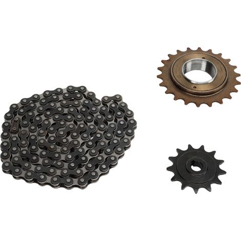 Kit chaîne 114 maillons, pignon 410 22T (22 dents), pignon 410 13T (13 dents) pour scooters, motos et vélos. (1/5)