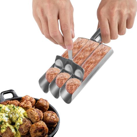 Triple Meatball Machine with Cutting Shovel, Manual Meat Ball Machine Making Tools for Quick Cooking Cookie Dough Sorbet (Three Tubes) (1/5)