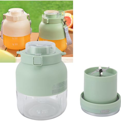 Licuadora portátil Eco Juicer de doble función, compacta, para deportes al aire libre – Botella de agua PP portátil y automática (1500 mAh), verde claro, incluye accesorios. (1/5)