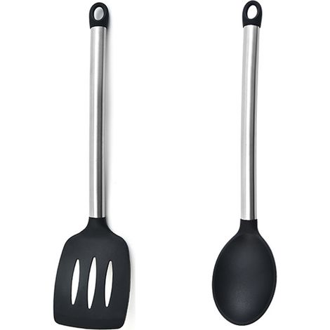 Ustensile De Cuisine - Ensemble De 2 Pièces En Acier Inoxydable Et Silicone - Pour Cuisiner Pâtisser Et Servir - Usage Domestique (1/5)
