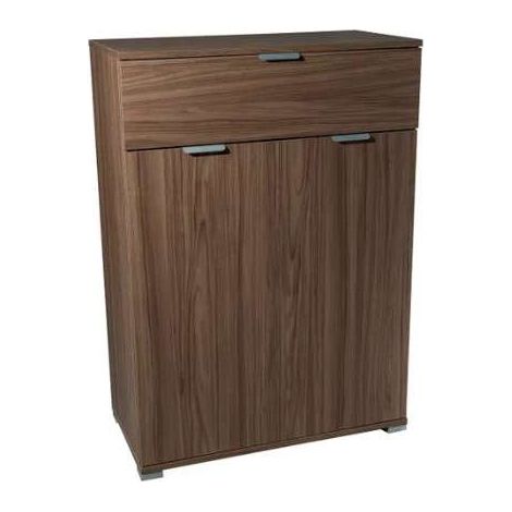 Credenza moderna 2 ante+cassetto noce almendra già montato L75 H105 P38 - consegnato già montato