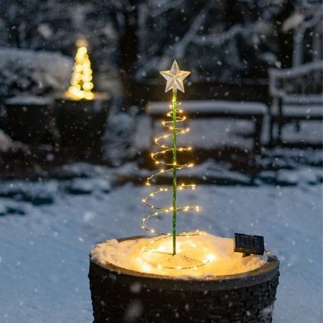 (Blanco cálido) Décoration d'arbre de Noël artificiel solaire extérieur, lumières solaires de jardin, décoration d'arbre de Noël LED (1/5)