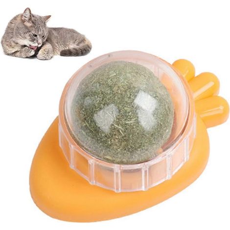 Balle à lécher rotative à 360° pour chats et chiens, jouet à mâcher, jouet de nettoyage des dents pour chats et chiens - Orange (1/5)