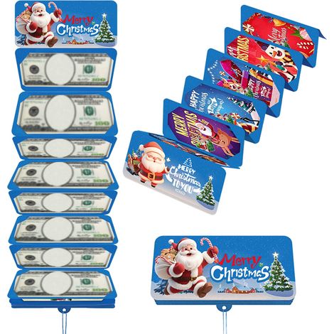 Enveloppe À Argent De Noël - 10 Pochettes Pour Billets - Design Festif Avec Motifs De Père Noël Et Sapin - Pour Jeux De Fête Et Réunions Familiales - Lot De 5 (1/5)