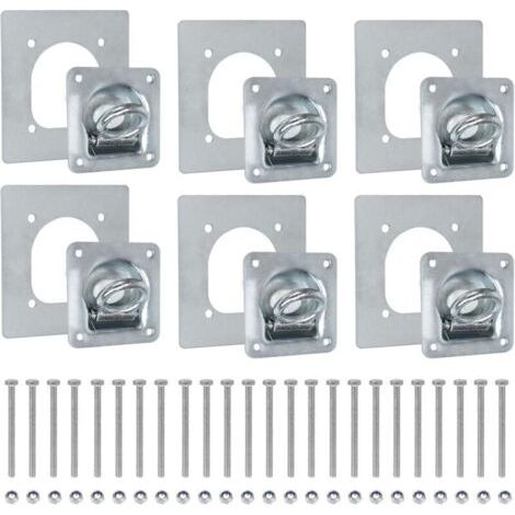 6 x Anneau D'arrimage pour Remorque, Anneaux de Remorque Cavités D'arrimage avec Contre-Plaques et 24pcs Vis, Œillets Arrimage Galvanisés Anneau Arrimage Encastrable 800 daN Accessoire Remorque (1/5)