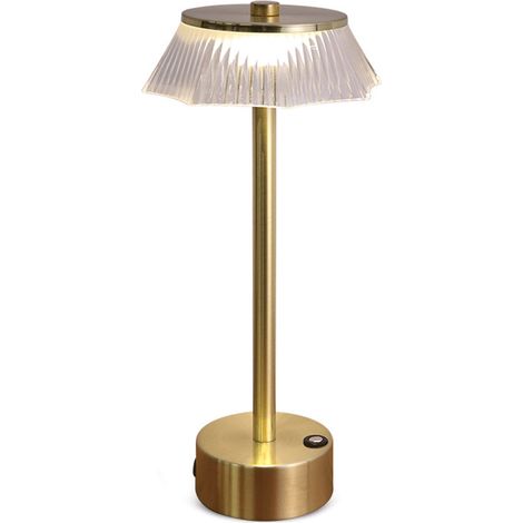 Lámpara de mesa LED recargable, luz nocturna moderna y minimalista, interruptor de brillo de tres niveles con función táctil, lámpara de mesita de noche que cuida la vista. (1/5)