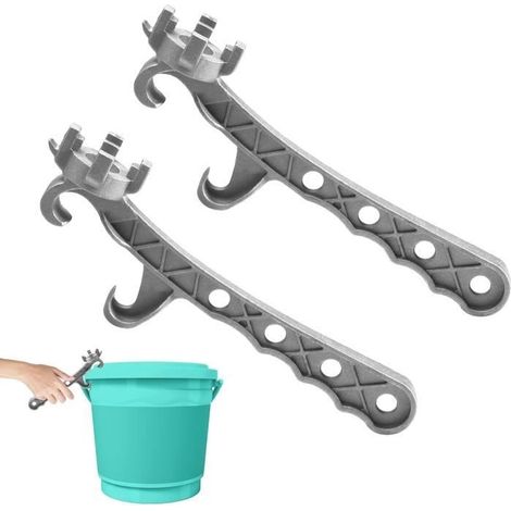 2 ouvre-seaux 3 en 1, ouvre-couvercle de seau en aluminium, clé à bonde multifonction, outil de retrait de capuchon pour ouvrir pots (1/4)
