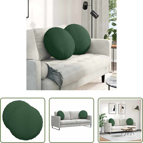 Cordstoff -  Sitzkissen 2 pcs Dunkelgrün Ø 50 cm Cordstoff
