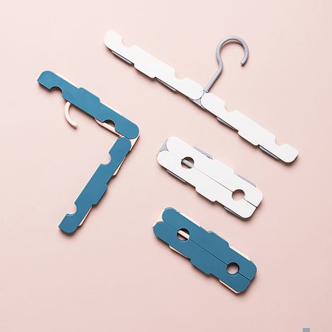 Cintre de voyage antidérapant, multifonctionnel et pliable avec pinces, pour la maison et la résidence étudiante, gris (1/5)
