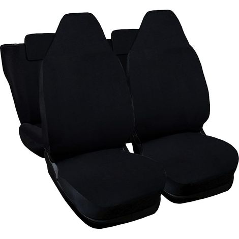 Lupex shop - Coprisedili Auto Compatibili per 107, Made In Italy, set di copri sedili anteriori e posteriori con copri poggiatesta incluso, tessuto poliestere, Nero (1/5)
