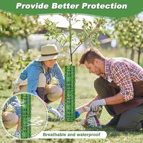 Protège-coffrets d'arbres avec crochets verrouillables, protecteur d'arbres en plastique réglable, protecteurs de plantes extensibles, protège l'écorce pour les pinceaux, tondeuses, animaux (1/4)