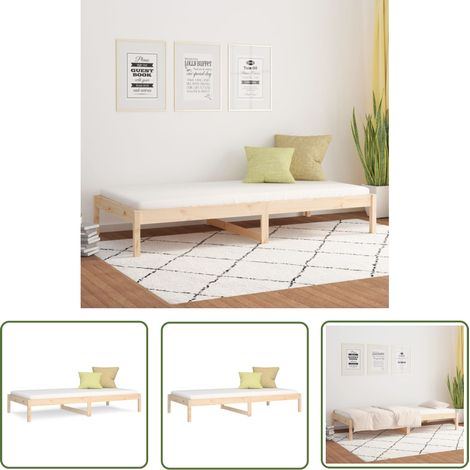 The Living Store Tagesbett 90x190 cm Massivholz Kiefer - Tagesbett - Bettsofa - Schlafcouch - Gästebett - Kiefernholz (1/5)