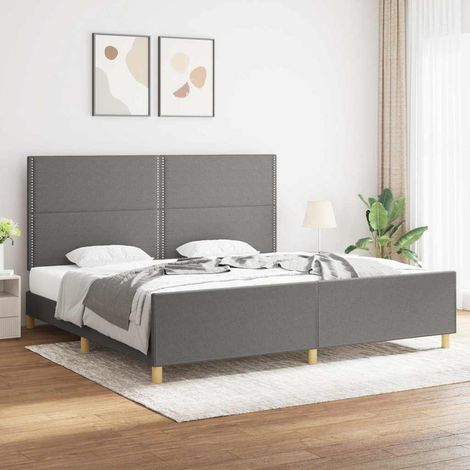Cama sin colchón tela gris oscuro 200x200 cm (1/5)