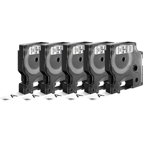 DYMO 45013 (x5) Cassetta nastro Kit da 5 Colore Nastro: Bianco Colore carattere: Nero 12 mm 7 m