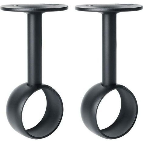 Support de Tringle à Rideaux Support Tringle Penderie avec Vis Support de Plafond pour Rideau et Armoire, Noir Mat en Acier Inoxydable, Diamètre 32 mm, 2 Pcs (1/5)