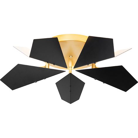 Design-Deckenleuchte Schwarz mit Gold 5-flammig - Sinem
