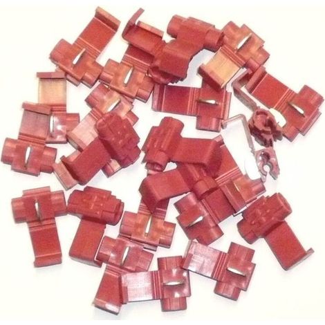 Terminal eléctrico rojo auto-pelante – Paquete de 25 terminales – Capacidad de hasta 1,5 mm² – Conexión rápida y fiable