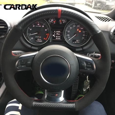 Housse de volant cousue main compatible avec Audi TT TTS (8J) 2006-2013 2014 A3 S3 (8P) Sportback 2008 2009 2010 2011 2012 (1/5)