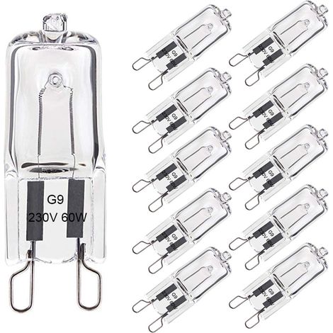 Ampoule Halogène G9  60W Blanc Chaud 2800K 680LM 230V Dimmable Halogène Capsule Ampoule Filament Lot de 10