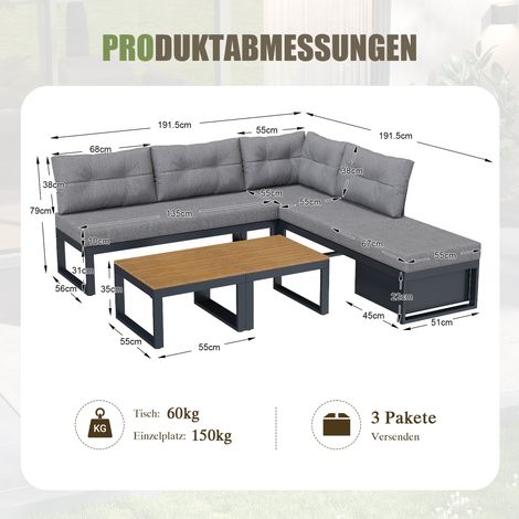 Lot de 2 chaises lounge de jardin gris foncé, dossier inclinable 3 positions, coussins épais confortables, rangement intégré, housse polyester imperméable – pour terrasse, balcon ou extérieur.
