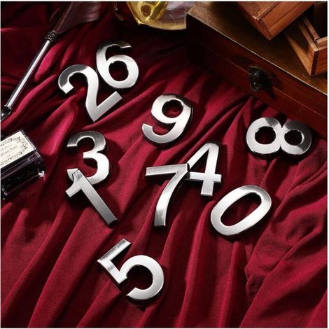 10pcs Numéro de métal stéréoscopique Numéro de Plaque Moderne Maison Adresse de l'hôtel Hôtel Chiffres Plaque d'autocollant Signe (0-9, Un pour Chaque numéro) (silver) (1/4)