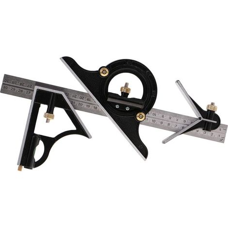 Righello quadrato combinato da 12 pollici Righello di misurazione meccanico in acciaio inossidabile ad alta precisione Righello bifacciale per misurazione metrica imperiale