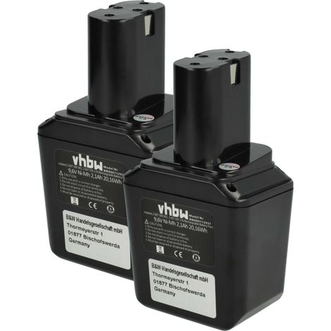 vhbw 2x Batterie compatible avec Bosch série PSR 1ère génération outil électrique (2100 mAh, NiMH, 9,6 V)