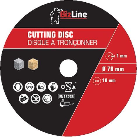 disque à tronçonner - 76 x 1 mm - pour acier et métal - lot de 10 - bizline 781003