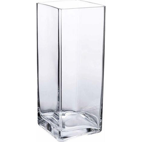 Vase Carré - Verre Brun Transparent - Centre De Table Décoratif Pour Mariage Fête Salon Restaurant - 10 x 10 x 25 cm - 1 Pièce (1/5)