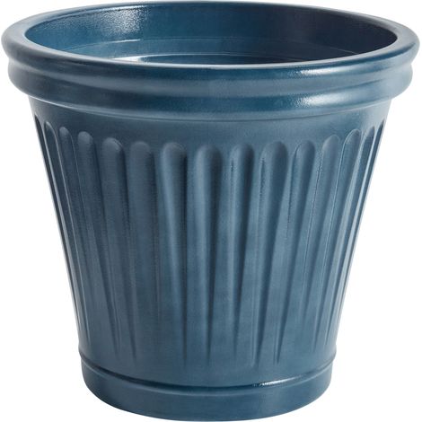 Macetero redondo de poliresina ⌀ 43 cm acabado esmaltado uso interior y exterior azul Maize (1/5)