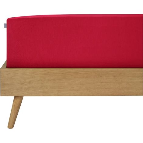 Drap-housse Schiesser Jessi en jersey premium 100 % coton peigné issu d'une production durable Pour matelas de 140 x 200 cm à 160 x 200 cm Épaisseur de matelas jusqu'à 22 cm Rouge (1/5)