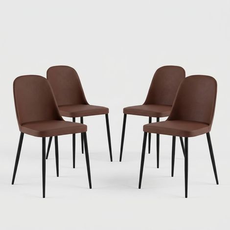 Set 4 sedie da pranzo imbottite soft-touch gambe metallo Gaelia - Bordeaux