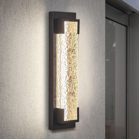 Große, moderne 18,9-Zoll-LED-Außenwandleuchte, wasserdichte Außenwandleuchte, mit Acryl-Lampenschirm in Wellenform, Farbtemperatur 2700K, geeignet für Veranden, Garagen usw.