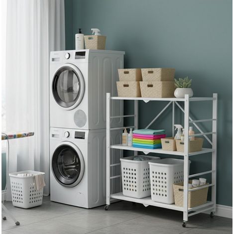 Estantes Cossato, Ruedas, 3 Niveles, Soporta 40 kg, 71x38x87h cm Blanco (1/3)