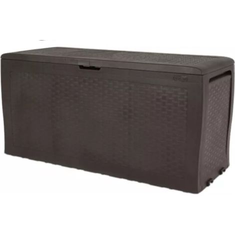 Baule Portaoggetti Multiuso in Resina Effetto Rattan Brown 116,7 x 44,7 x 57 cm (1/3)