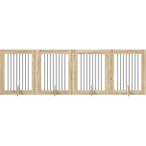 Hundetor mit Ständern 4 pcs Sonoma-Eiche 80 x 100 cm vidaXL