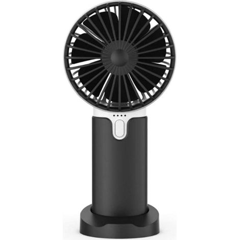 MINKUROW Mini Ventilatore Portatile, Ventilatore da Tavolo USB 3 Velocità Batteria Ricaricabile 2400mAh Ventilatore Tascabile Silenzioso con Base Nera (1/4)