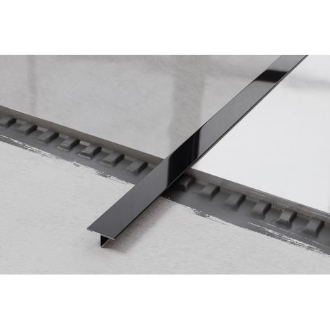 T-Verbindungsprofil aus Edelstahl 2cm x 270cm - Glänzendes Schwarz