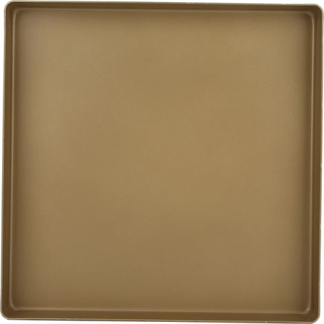 Plaque de cuisson carrée antiadhésive en alliage d'aluminium doré 28 x 28 x 3 cm, pour pain et pizza. (1/5)