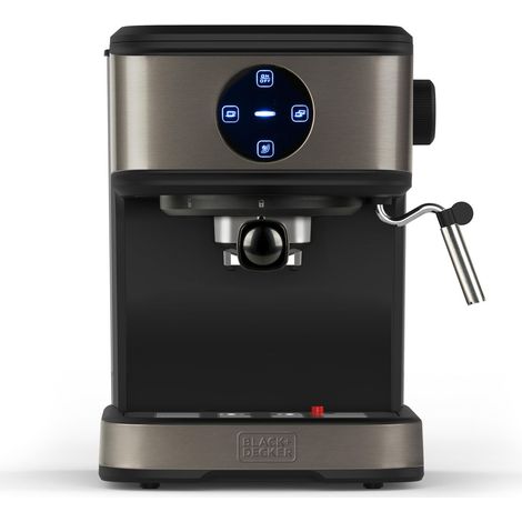 Black & Decker – Cafetière expresso 850W – Pompe italienne 20 bars – Réservoir 1,5 L – Système de pré-infusion pour café crémeux – Acier inoxydable