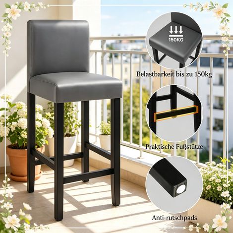 Tabourets de bar hauts avec dossier, lot de 2 chaises de cuisine, sièges de comptoir pour îlot, tabourets de bistrot (2 pièces uniquement) (1/5)