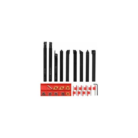 Conjunto de herramientas de tournage métal de 9 piezas – Porte-outils CNC avec clé – Alta dureza para un uso preciso – Compatible con fresadoras y tours CNC